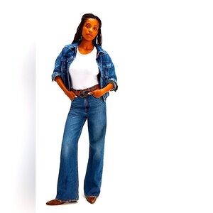 Levi's Ribcage Wide Leg Jeans Size 30 Blue Dark Wash Womens